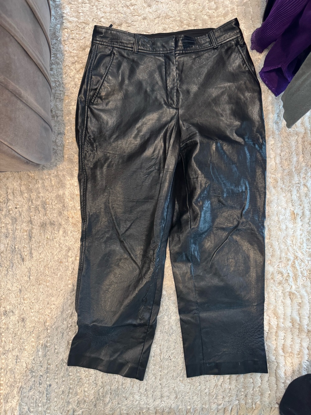 Aritzia Black Straight Leg Faux Leather Pants